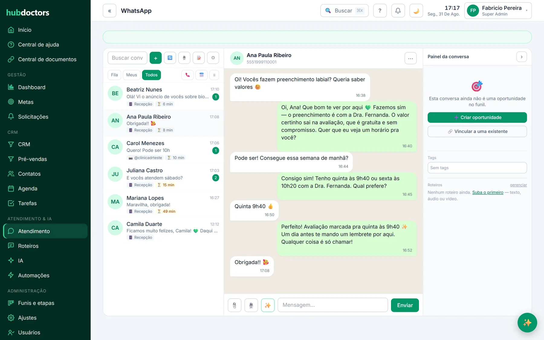 A equipe assumindo uma conversa da IA